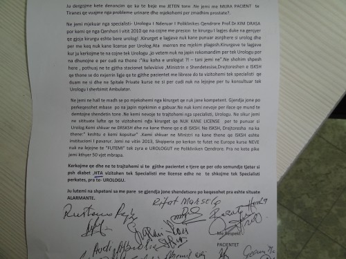 Letra e pacientëve me firma