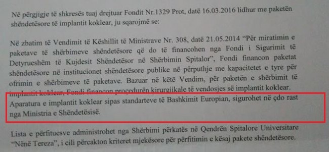 shkresa fondi implanti koklear